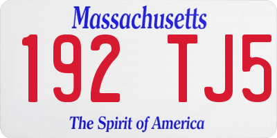 MA license plate 192TJ5