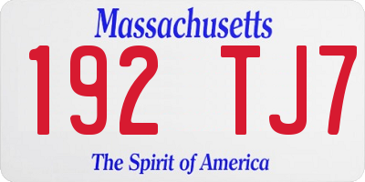 MA license plate 192TJ7