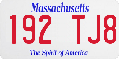MA license plate 192TJ8