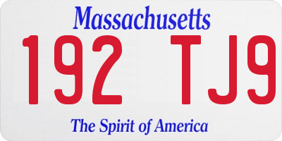 MA license plate 192TJ9