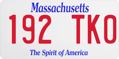 MA license plate 192TK0