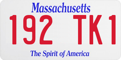 MA license plate 192TK1