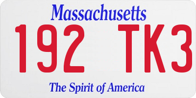 MA license plate 192TK3