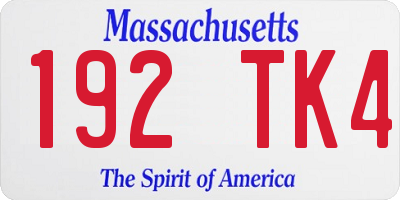 MA license plate 192TK4