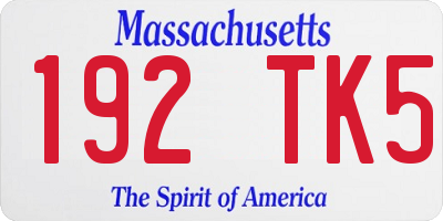 MA license plate 192TK5