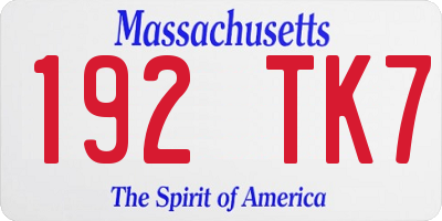 MA license plate 192TK7