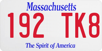 MA license plate 192TK8
