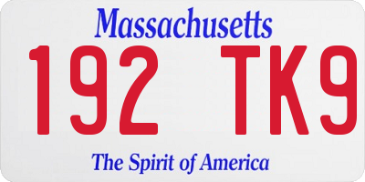 MA license plate 192TK9