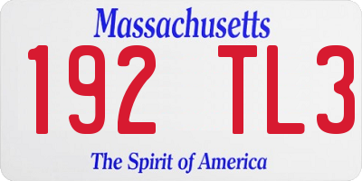 MA license plate 192TL3