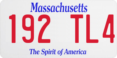 MA license plate 192TL4