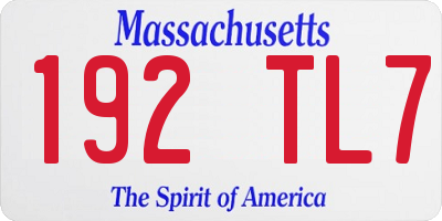 MA license plate 192TL7