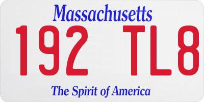 MA license plate 192TL8