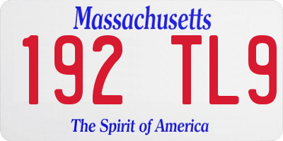 MA license plate 192TL9