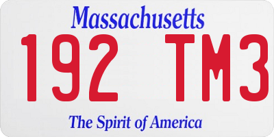 MA license plate 192TM3
