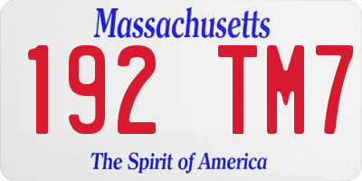 MA license plate 192TM7
