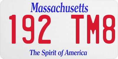 MA license plate 192TM8