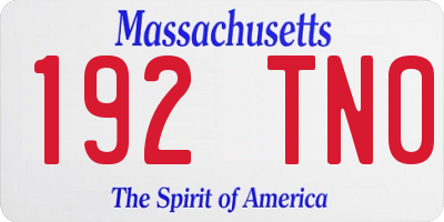 MA license plate 192TN0