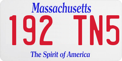 MA license plate 192TN5