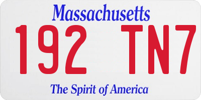 MA license plate 192TN7