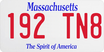 MA license plate 192TN8