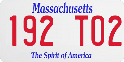 MA license plate 192TO2