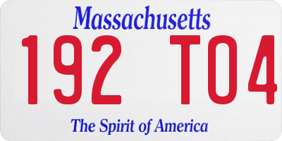 MA license plate 192TO4