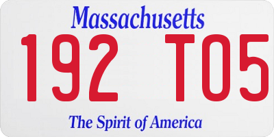 MA license plate 192TO5