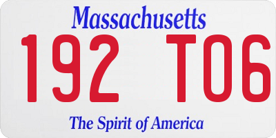 MA license plate 192TO6