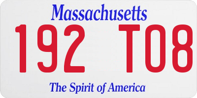 MA license plate 192TO8