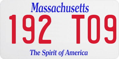 MA license plate 192TO9