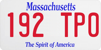 MA license plate 192TP0