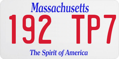 MA license plate 192TP7