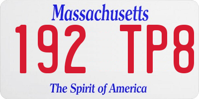 MA license plate 192TP8