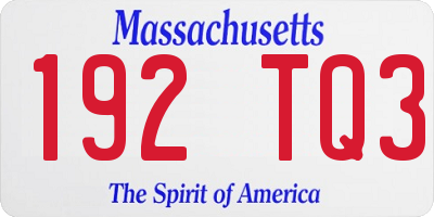 MA license plate 192TQ3