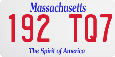 MA license plate 192TQ7