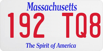 MA license plate 192TQ8