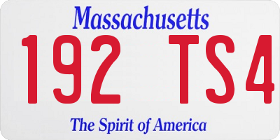 MA license plate 192TS4