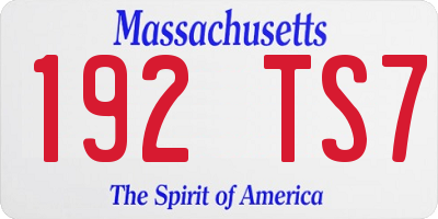 MA license plate 192TS7