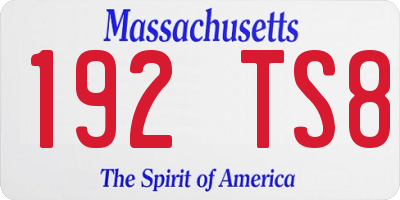 MA license plate 192TS8