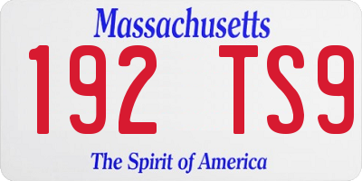 MA license plate 192TS9
