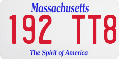 MA license plate 192TT8