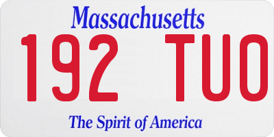 MA license plate 192TU0