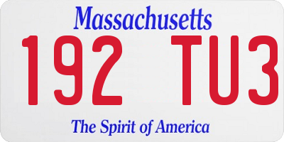 MA license plate 192TU3