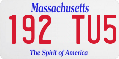 MA license plate 192TU5