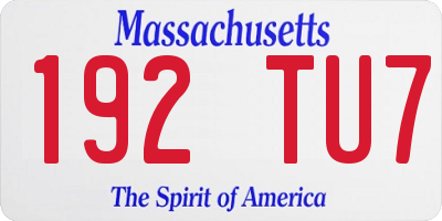 MA license plate 192TU7