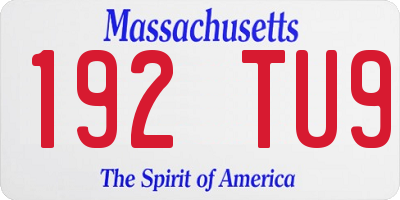 MA license plate 192TU9