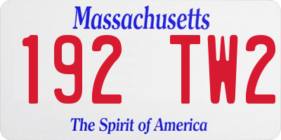 MA license plate 192TW2