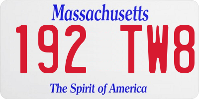 MA license plate 192TW8
