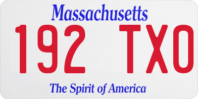 MA license plate 192TX0