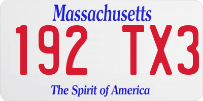 MA license plate 192TX3
